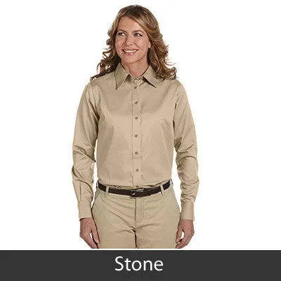 Harriton Ladies Long-Sleeve Twill Shirt With Stain-Release