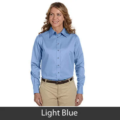 Harriton Ladies Long-Sleeve Twill Shirt With Stain-Release
