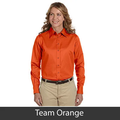 Harriton Ladies Long-Sleeve Twill Shirt With Stain-Release
