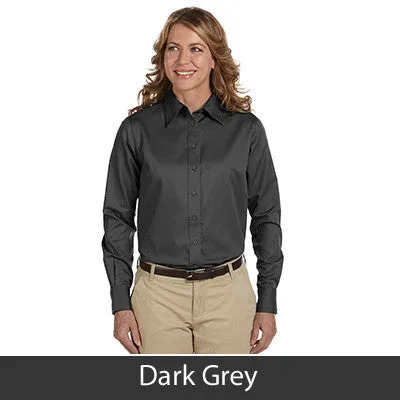 Harriton Ladies Long-Sleeve Twill Shirt With Stain-Release