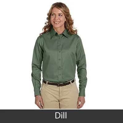 Harriton Ladies Long-Sleeve Twill Shirt With Stain-Release