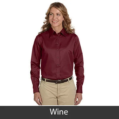Harriton Ladies Long-Sleeve Twill Shirt With Stain-Release