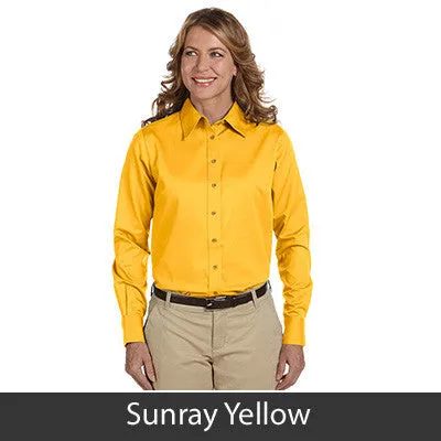 Harriton Ladies Long-Sleeve Twill Shirt With Stain-Release