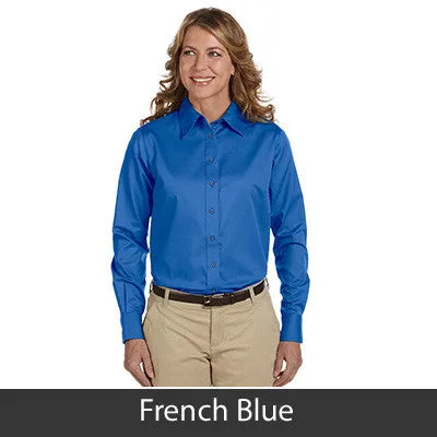 Harriton Ladies Long-Sleeve Twill Shirt With Stain-Release