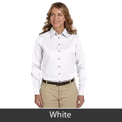 Harriton Ladies Long-Sleeve Twill Shirt With Stain-Release