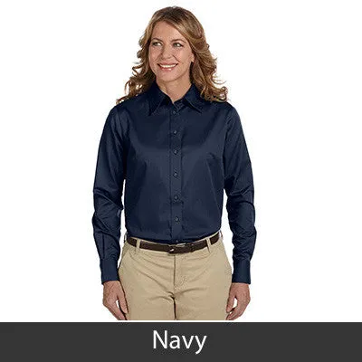 Harriton Ladies Long-Sleeve Twill Shirt With Stain-Release