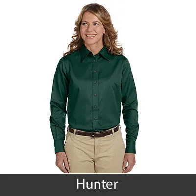 Harriton Ladies Long-Sleeve Twill Shirt With Stain-Release