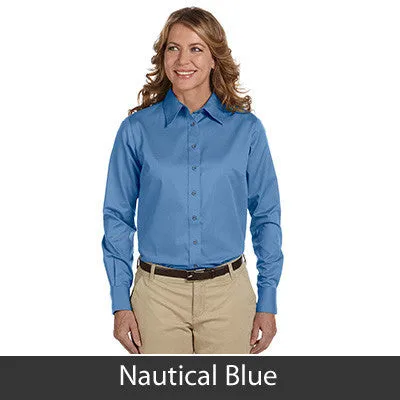 Harriton Ladies Long-Sleeve Twill Shirt With Stain-Release