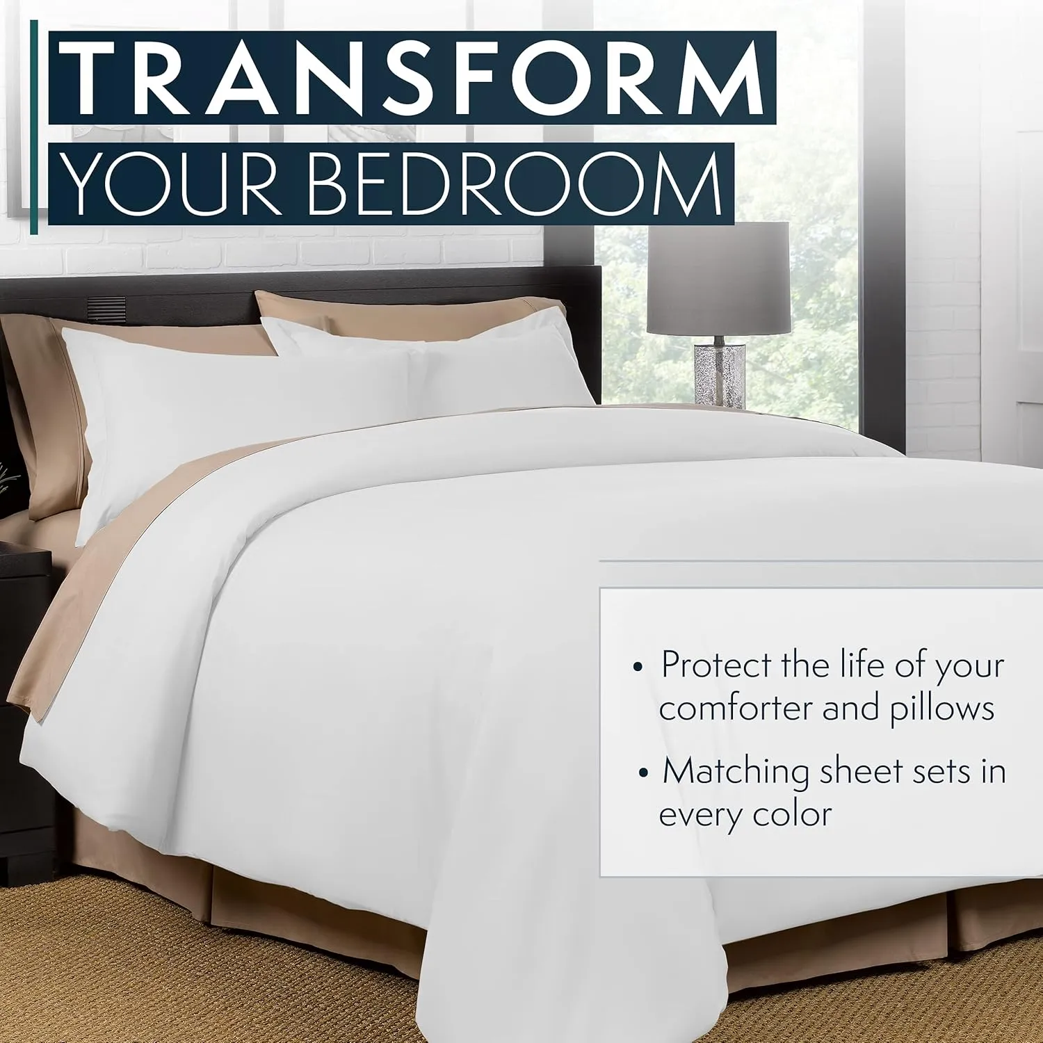HC COLLECTION Duvet Cover - White Queen Size Duvet Cover - 3 Piece Soft Breathable Microfiber Duvet Cover Set with Zipper Closure & 2 Pillow Shams