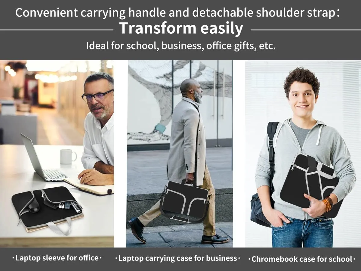 HESTECH 15.6 Laptop Shoulder Bag Case Sleeve Business Messenger Briefcase Carrying Handbag for Women Men Compatible with 14"-15.4"-15.6" Dell HP Samsung Asus Acer Aspire 5 Computer