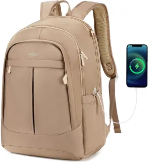 Hidds Travel Laptop Backpack for Women 15.6 Inch Computer Backpacks with USB Charging Hole Anti Theft Carry on Bag College Bookbag Large Back Pack for Work Business Traveling Commuter Daypack-Coffee