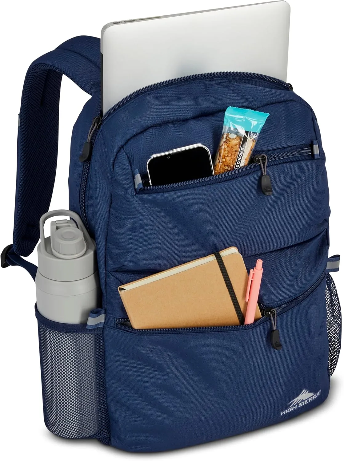 High Sierra Abbreviate Backpack, Laptop Bookbag for Travel, True Navy, One Size