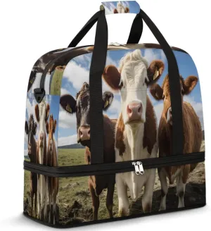 Highland Cattle Cow Foldable Travel Duffel Bag Overnight Weekender Bag with Shoes Compartment Sports Gym Bag for Men Women