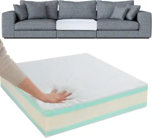 HOMBYS Memory Foam Couch Cushion Replacement, High Density Upholstery Foam Wrapped with Memory Foam & Polyester Batting, Sofa Cushions Inserts with Dacron Fiber Layer,with Removable Cover,6"x24"x24"