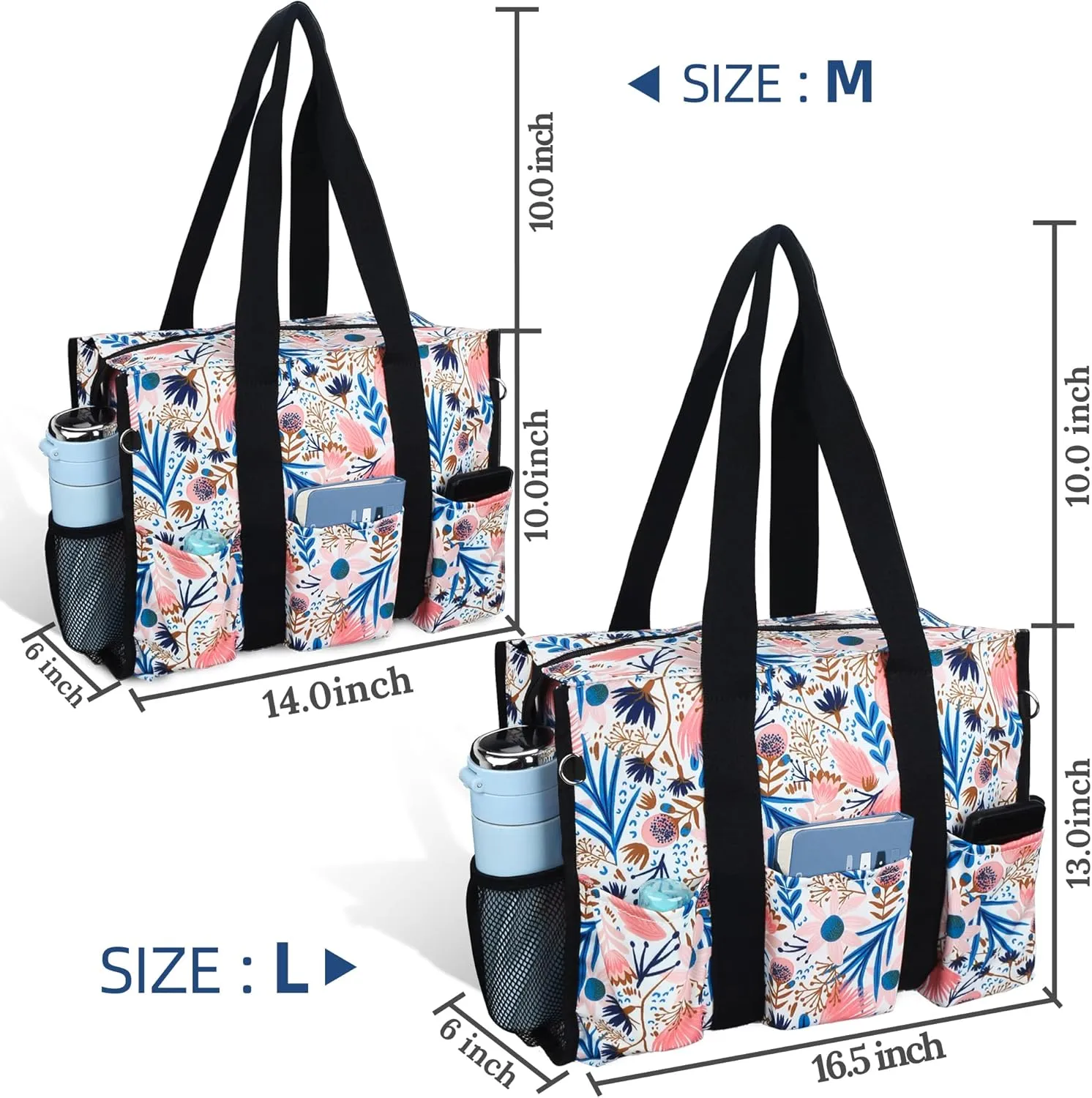 HoogaLife Nurse Bag for Work - Waterproof, Lightweight, Large Portable Bag with 14 Internal Pockets