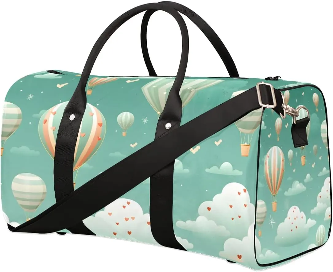 Hot Air Balloon Colorful Travel Duffel Bag for Women Men Waterproof Foldable Overnight Weekender Bag Large Capacity Sports Gym Bag