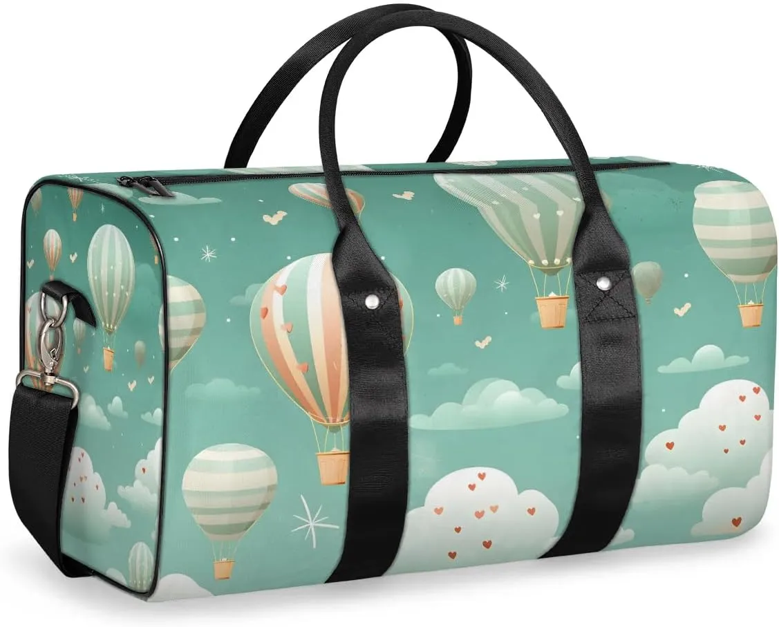 Hot Air Balloon Colorful Travel Duffel Bag for Women Men Waterproof Foldable Overnight Weekender Bag Large Capacity Sports Gym Bag