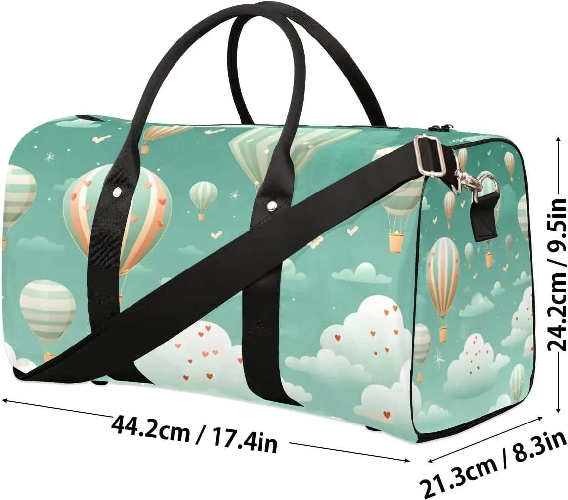 Hot Air Balloon Colorful Travel Duffel Bag for Women Men Waterproof Foldable Overnight Weekender Bag Large Capacity Sports Gym Bag