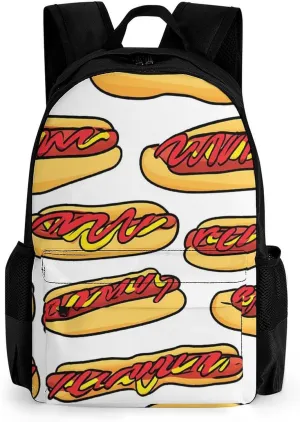 Hot Dogs Mustard Ketchup Small Backpack Travel Bag Cute Back Packs Fashion Graphic Print Daypack