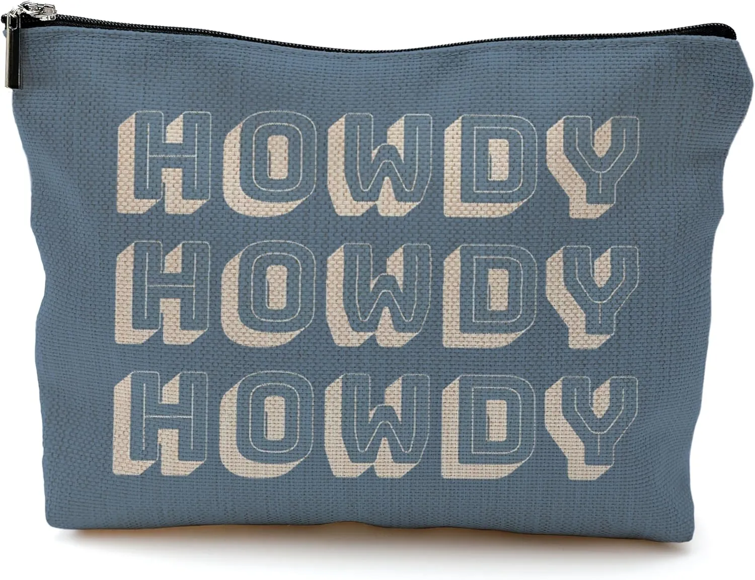 Howdy Makeup Bag - Blue Cowgirl Cosmetic Bag With Zipper