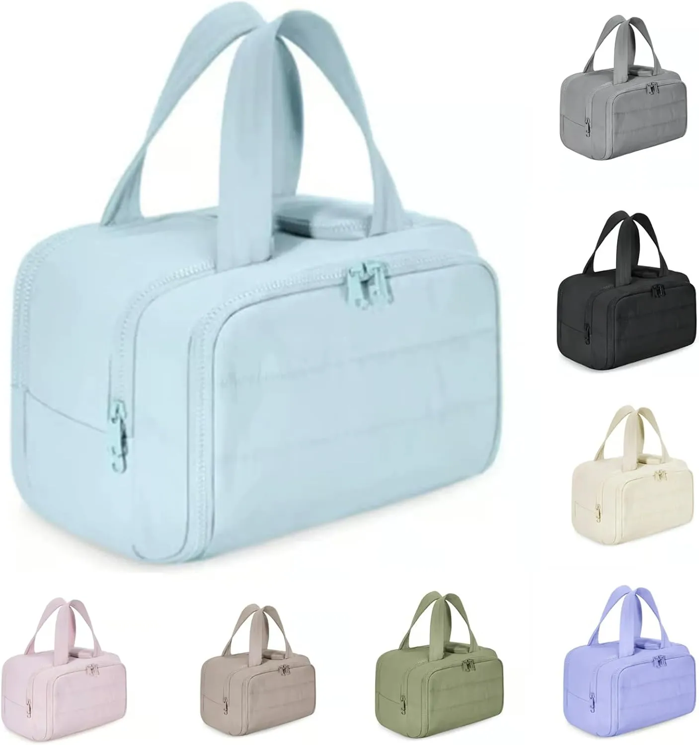 Humidity Travel Cosmetic Bag, Humidityt Large Capacity Wide-Open Travel Cosmetic Bag, 0.6lb Lightweight, For Womentraveling, Essentials Toiletries (Light blue)