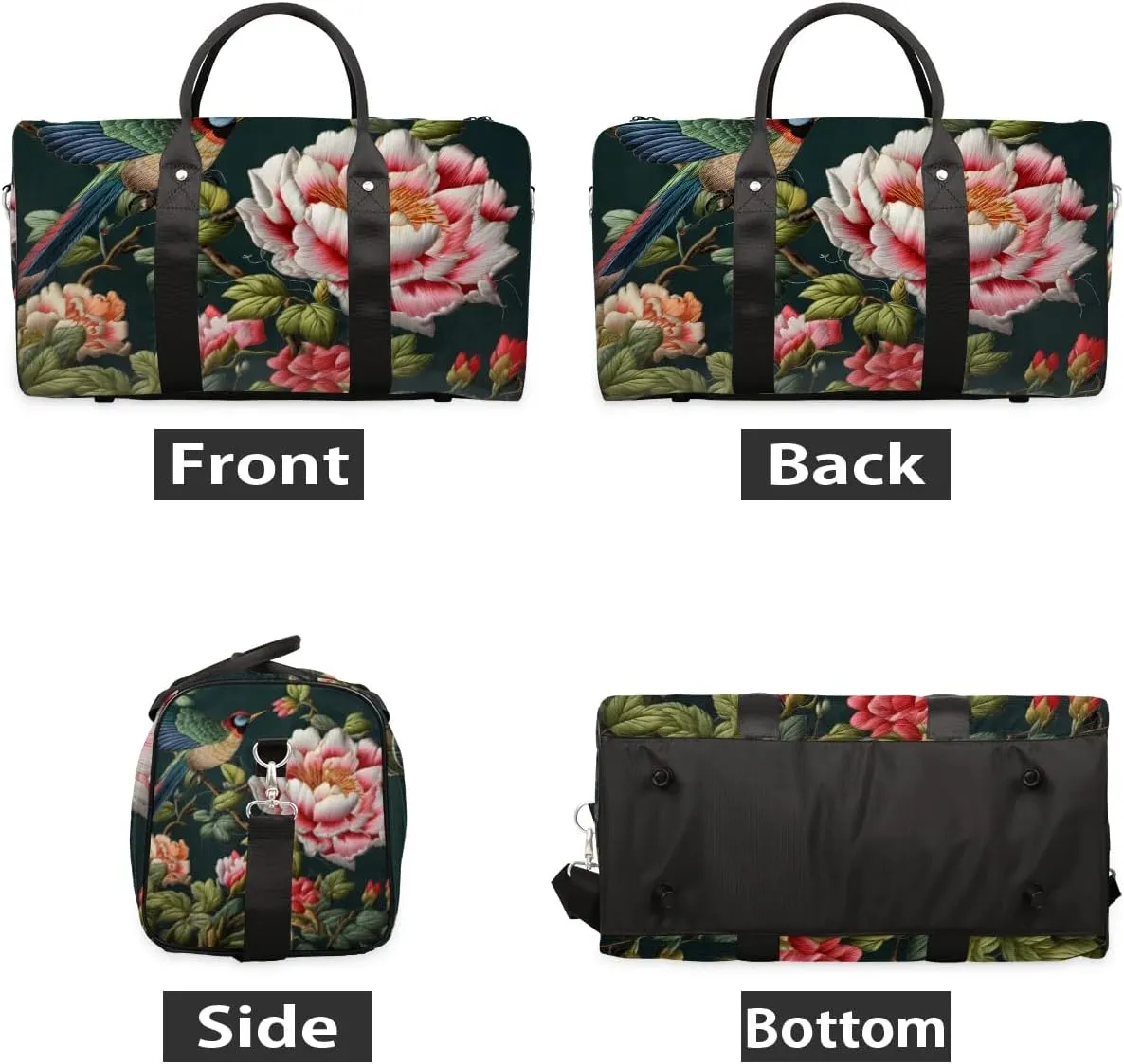Hummingbird Travel Duffel Bag for Women Men Waterproof Foldable Overnight Weekender Bag Large Capacity Sports Gym Bag
