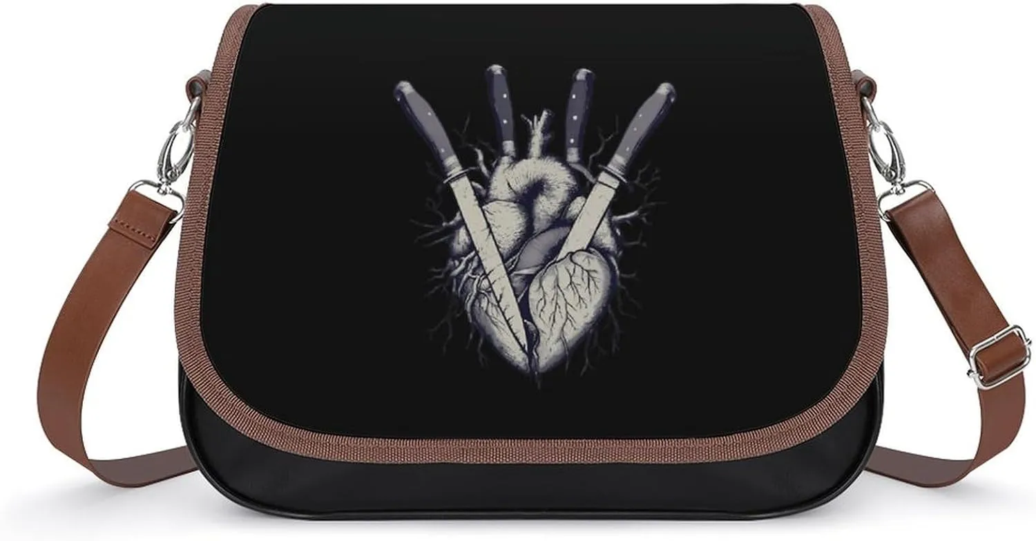 Hurt Heart with Knives Crossbody Bags for Women Shoulder Bag Flap Handbags Leather Cross Body Purse