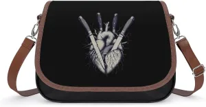 Hurt Heart with Knives Crossbody Bags for Women Shoulder Bag Flap Handbags Leather Cross Body Purse
