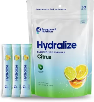 Hydralize Electrolyte Formula - Hydration Drink Mix - With Pink Himalayan Salt, Magnesium Glycinate, Potassium Chloride - For Hydration Support and Daily Wellness - Citrus Flavor - 30 Stick Packs