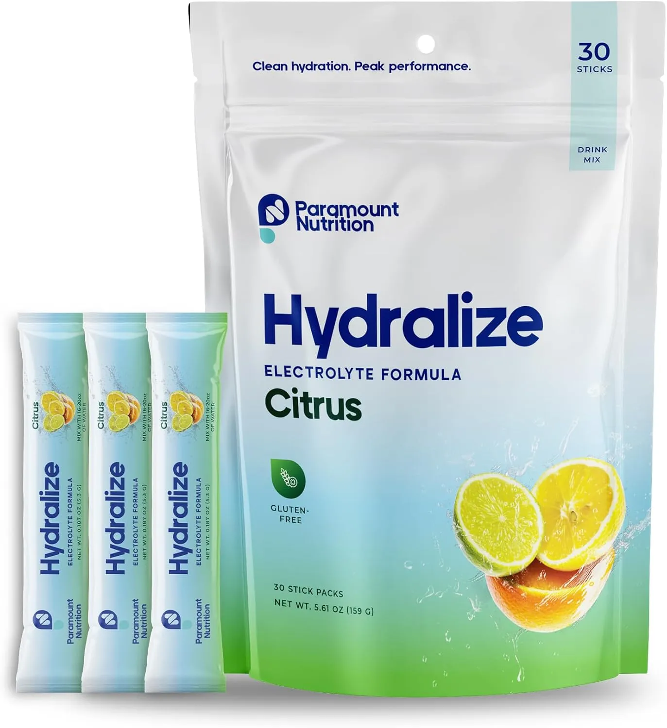 Hydralize Electrolyte Formula - Hydration Drink Mix - With Pink Himalayan Salt, Magnesium Glycinate, Potassium Chloride - For Hydration Support and Daily Wellness - Citrus Flavor - 30 Stick Packs