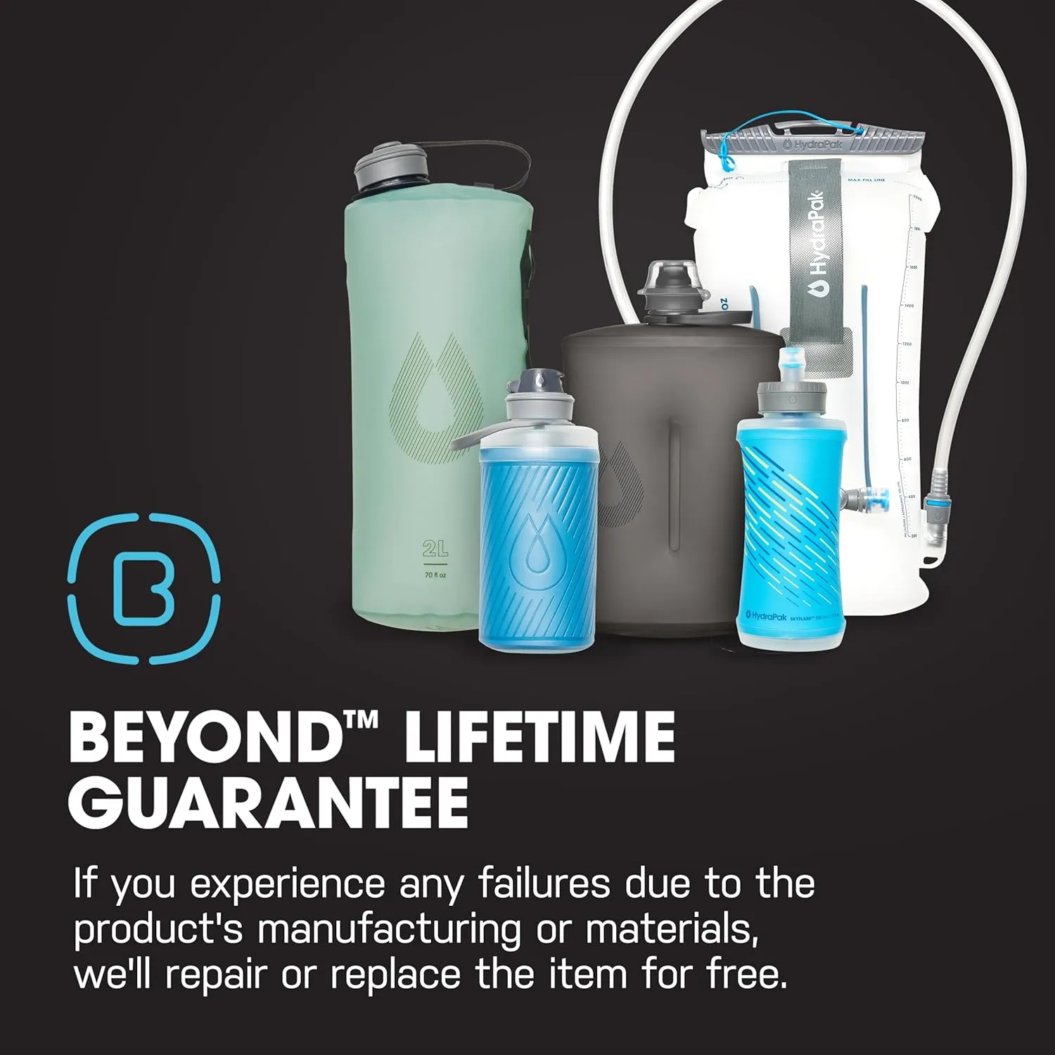 HydraPak Velocity Hydration Reservoir (1.5L or 2L), Slim Profile Water Bladder, Self-Sealing Bite Valve, Leak Proof, Reversible, Dishwasher Safe