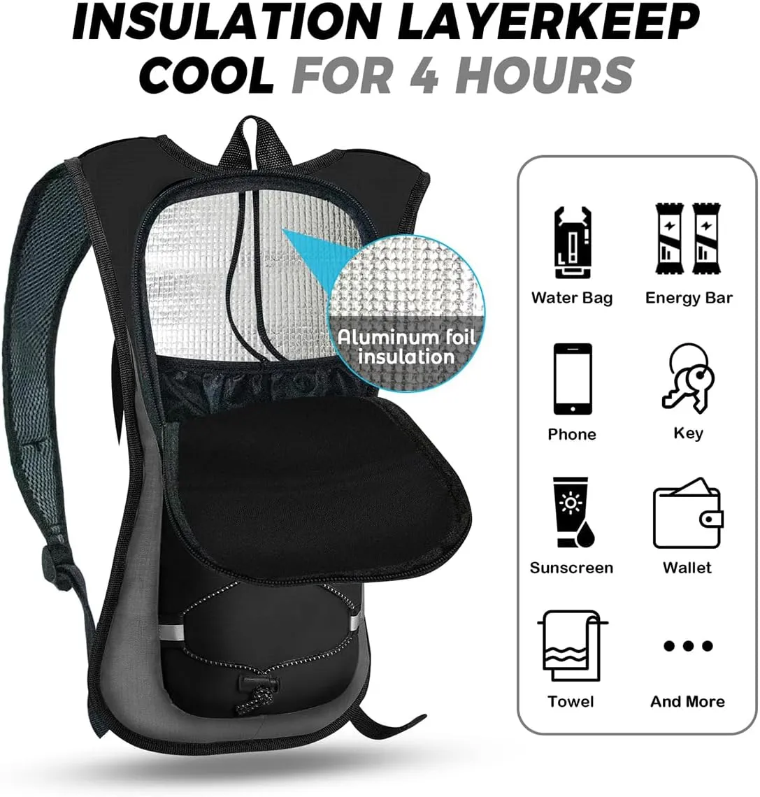 Hydration Backpack Hydration Pack Water Backpack with 2L(70-Ounce) Hydration Bladder for Men Women Kids for Running Hiking Biking Climbing