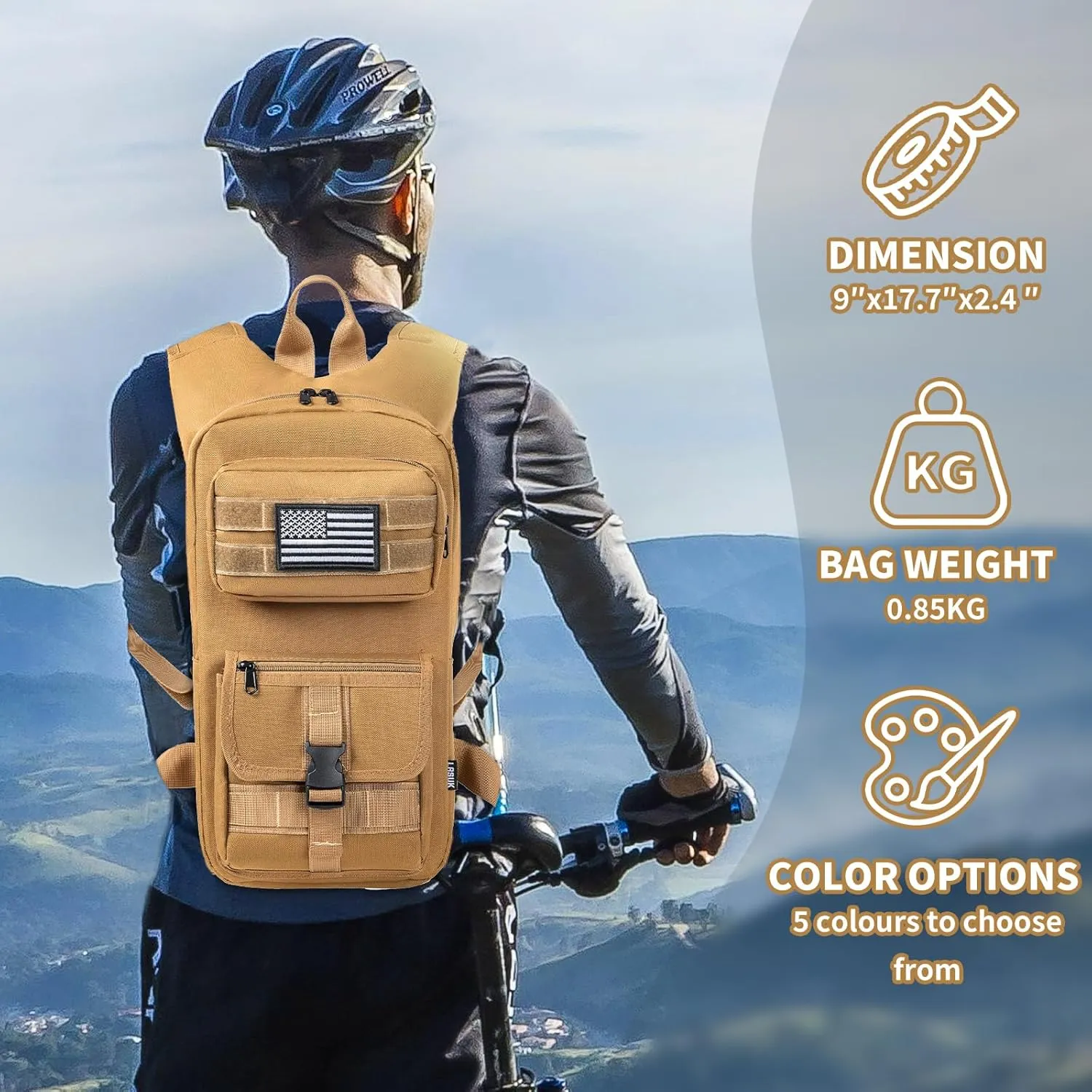 Hydration Backpack, Tactical Molle Water with 2L TPU Water Bladder, for Men Women Lightweight Water Backpack, Hydration Pack for Hiking, Biking, Climbing and Hunting
