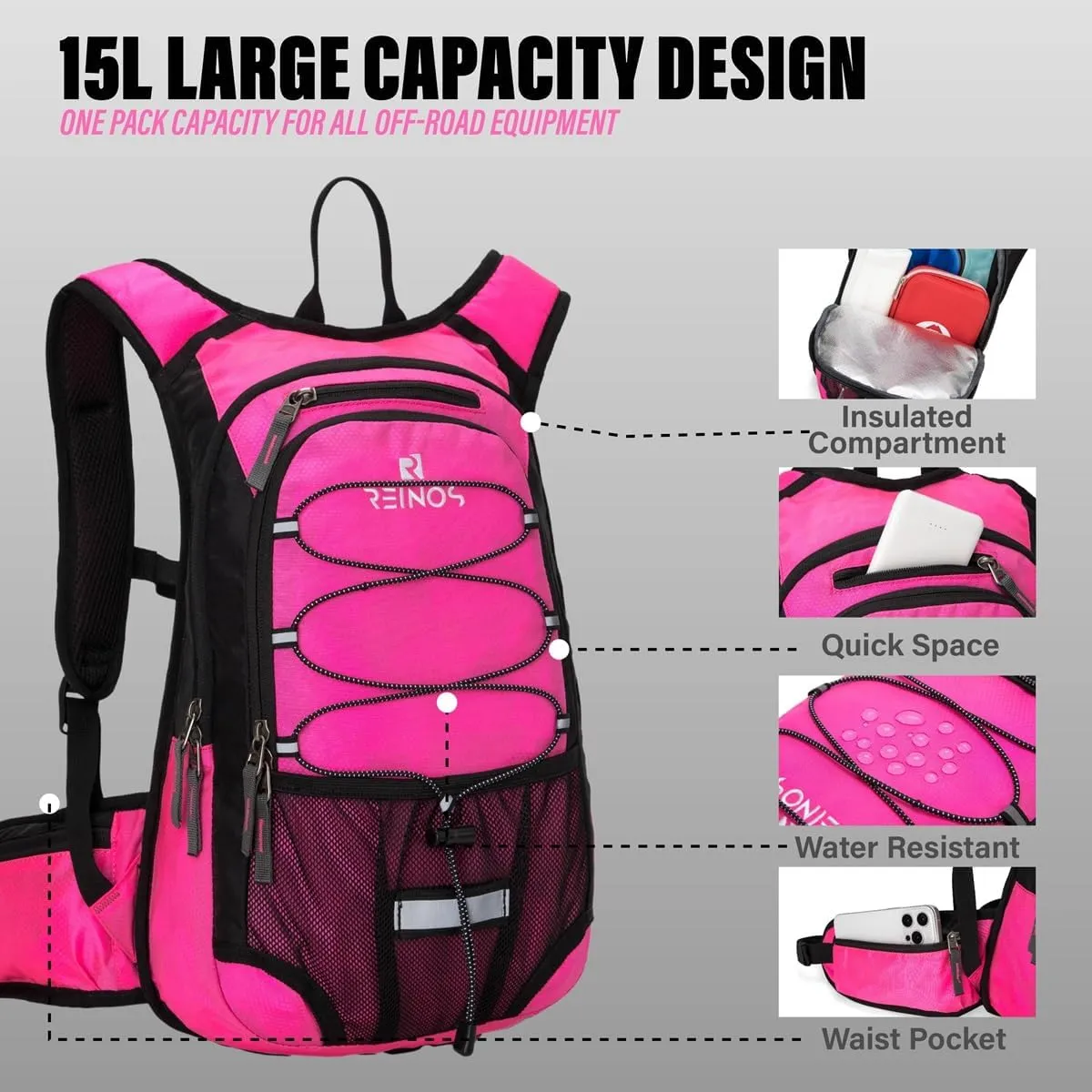 Hydration Pack Backpack with 3L Water Bladder for Men & Women, Hiking Daypack with Thermal Insulation | Running, Cycling, Camping, Skiing, Outdoor Activities