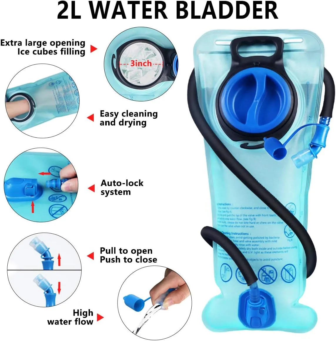 Hydration Pack Thermal Insulated Hydration Backpack with 2L BPA Free Leak-Proof Water Bladder, Daypack Perfect for Running, Cycling, Hiking, Climbing-Keep Liquids Cool Up to 4 Hours