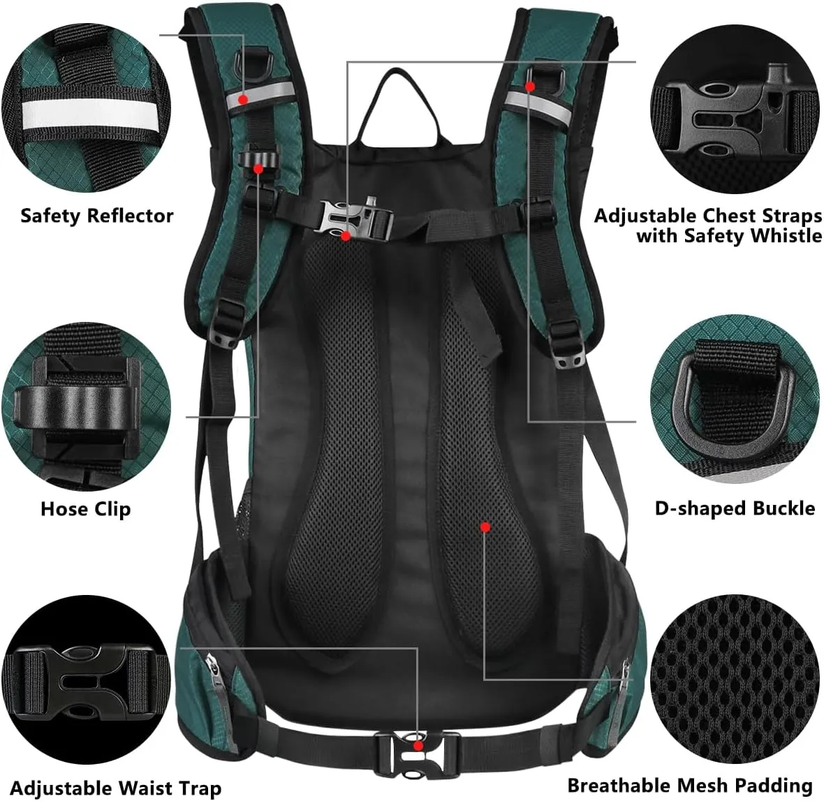 Hydration Pack Thermal Insulated Hydration Backpack with 2L BPA Free Leak-Proof Water Bladder, Daypack Perfect for Running, Cycling, Hiking, Climbing-Keep Liquids Cool Up to 4 Hours