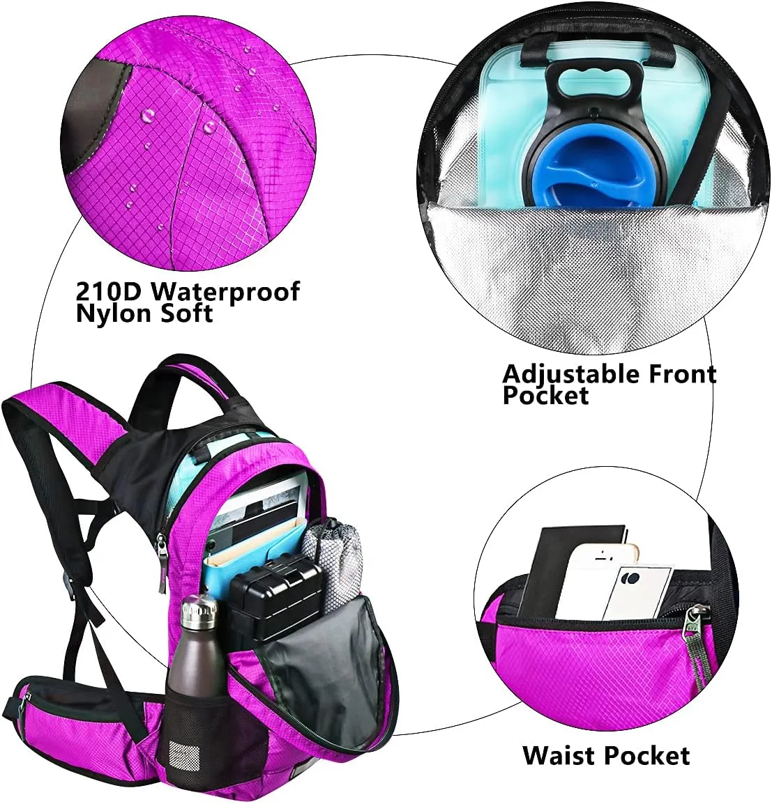 Hydration Pack Thermal Insulated Hydration Backpack with 2L BPA Free Leak-Proof Water Bladder, Daypack Perfect for Running, Cycling, Hiking, Climbing-Keep Liquids Cool Up to 4 Hours