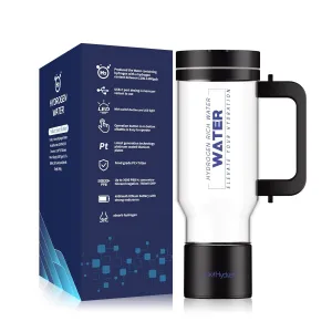 Hydrogen Water Pitcher with Handle: Smart 32 Oz Hydrogen-Enriched Kettle with Dry Electrolysis, Self-Cleaning, Tilt Protection, USB-C Rechargeable