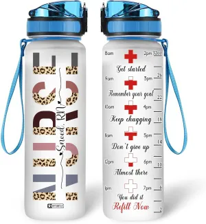 Hyturtle Personalized Nurse Water Bottle - 32oz Motivational Water Bottle with Leak-Proof Lid Time Marker - Custom Name Appreciation Gift for Women, Nursing Student Graduate On Birthday Nurse's Day