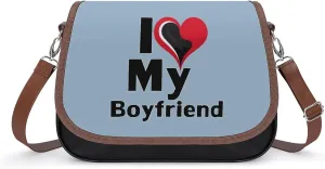 I Love My Boyfriend Women's PU Leather Purses Crossbody Shoulder Bag Messenger Bag