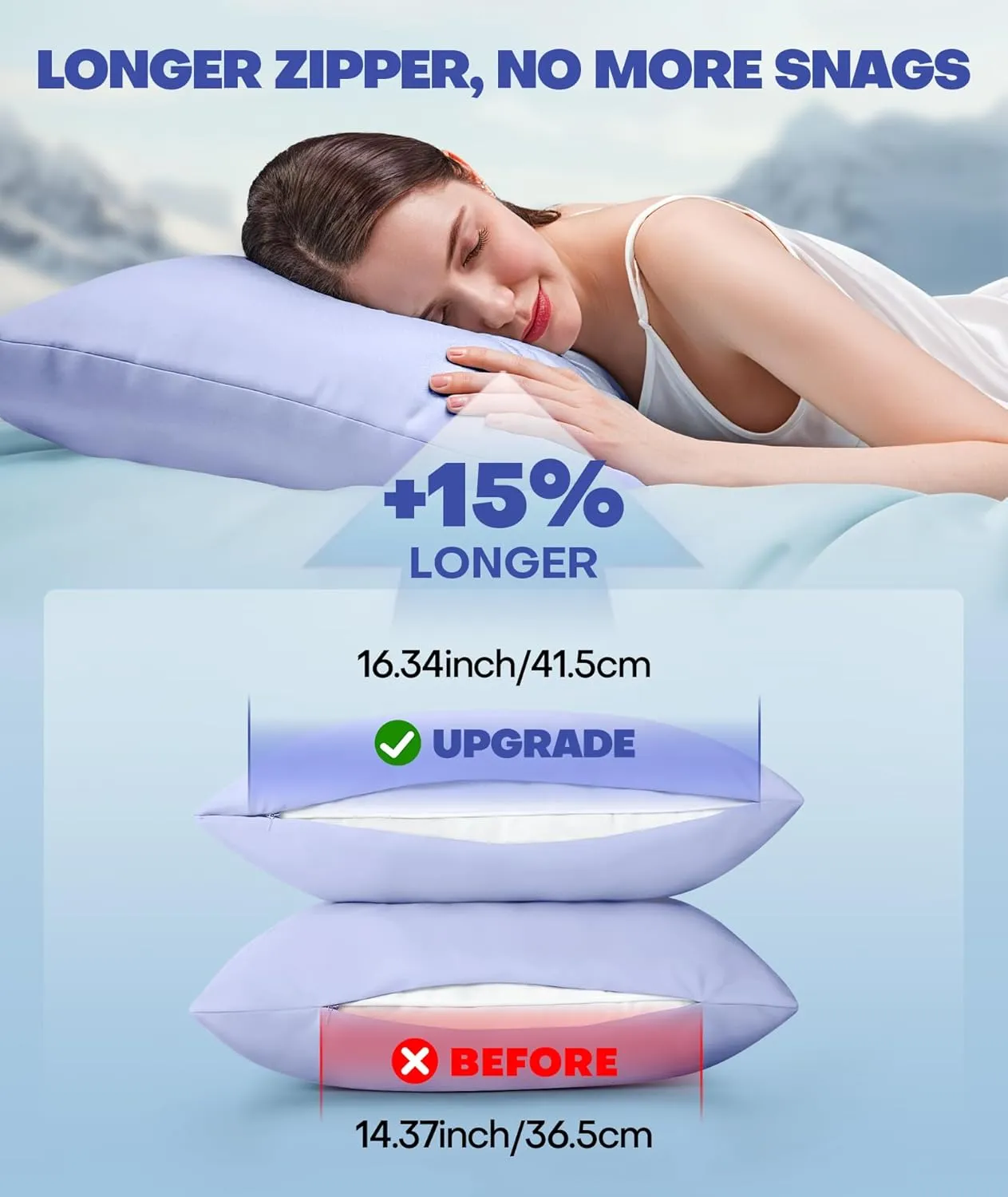 Ice Cooling Pillow Cases for Hot Sleepers, Stay Cool All Night, Smoother Than Silk Pillowcase, Luxurious Covers w/Hidden Zipper for Hair Skin, Birthday Gifts for Men Women Mom (Purple, Queen)