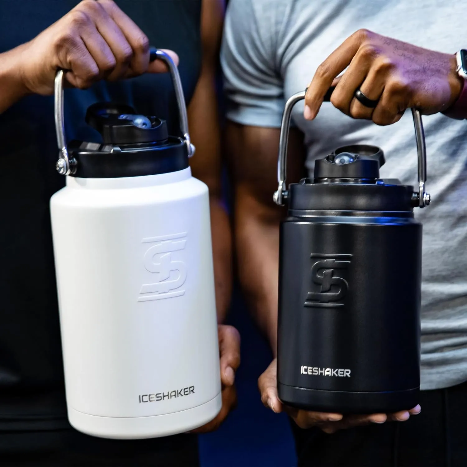 Ice Shaker Insulated Stainless Steel Gallon Water Jug | 128 Oz, Navy | Stays Cold for 60  Hours | Multi-purpose lid | Odor-Free Outdoor Water Jug for Sports, Camping, Hiking, Working Out