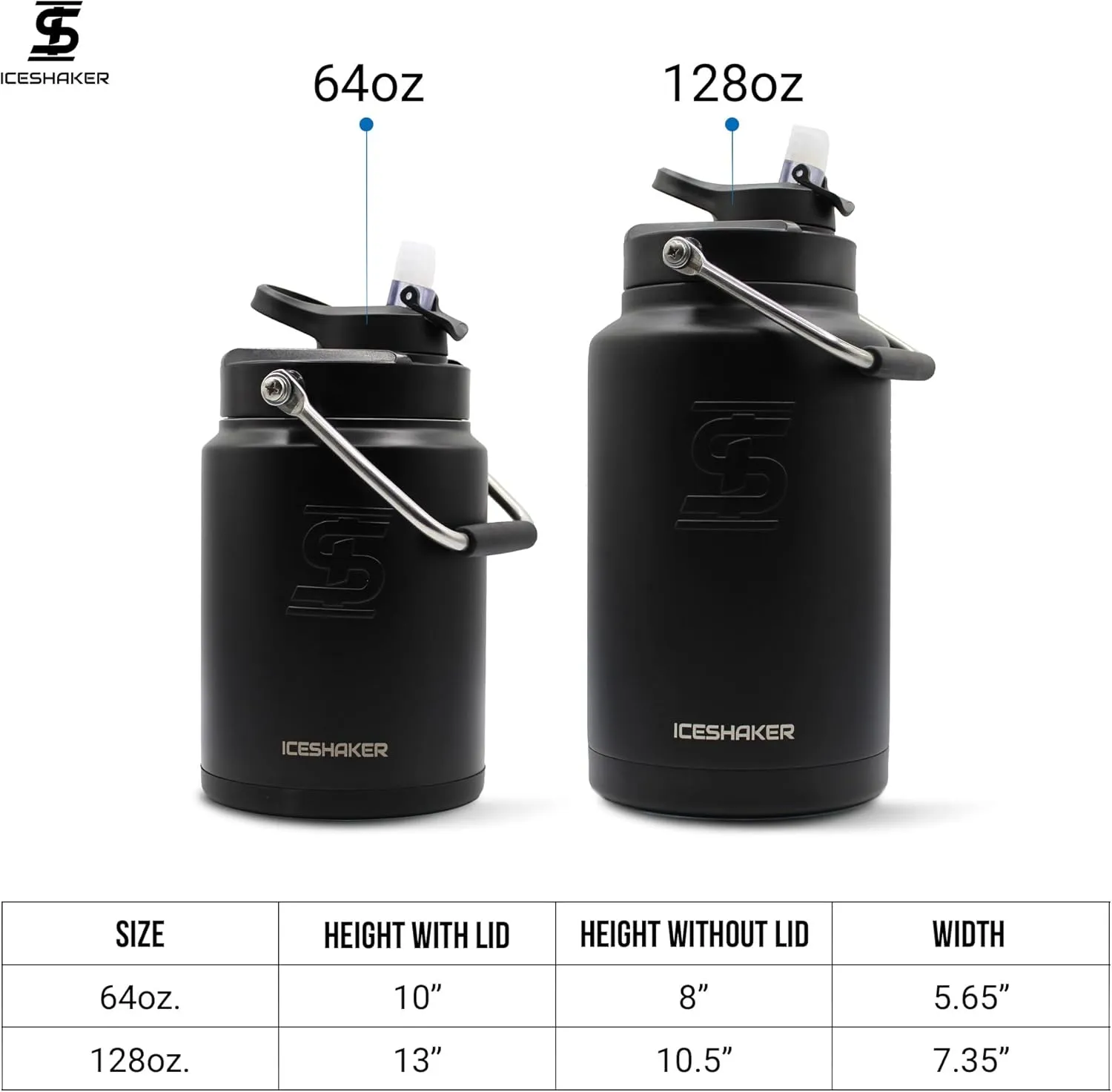 Ice Shaker Insulated Stainless Steel Gallon Water Jug | 128 Oz, Navy | Stays Cold for 60  Hours | Multi-purpose lid | Odor-Free Outdoor Water Jug for Sports, Camping, Hiking, Working Out