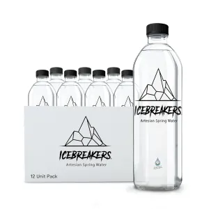 Icebreakers Premium Artesian Spring Water - Bottled Water Single Sourced from Sedona, Arizona - Naturally Infused with Electrolytes & Neutral pH for Optimal Hydration & Health (33 Fl. Oz (Pack of 12))