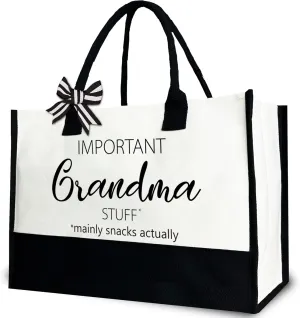 Important Grandma Stuff Tote Bag for Women, Grandma Birthday Gift, 12x17 inch