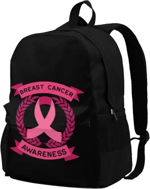 In October We Wear Pink Ribbon Breast Cancer Awareness Backpack for Men Women 16.5 Inch Laptop Backpack Lightweight Travel Backpack for Work Hiking Gym Picnic