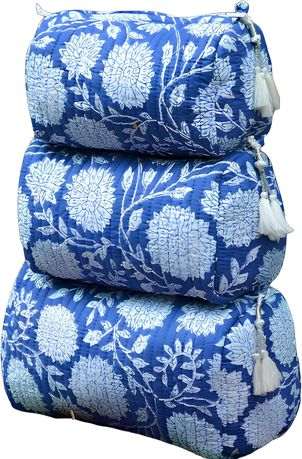 INDACORIFY 100% Cotton Block Print Cosmetic Toiletry Bags Boho Beauty Toiletry Kits Travel Case Pouch for Women's Printed Cotton Tote Bag (Pattern- 1)