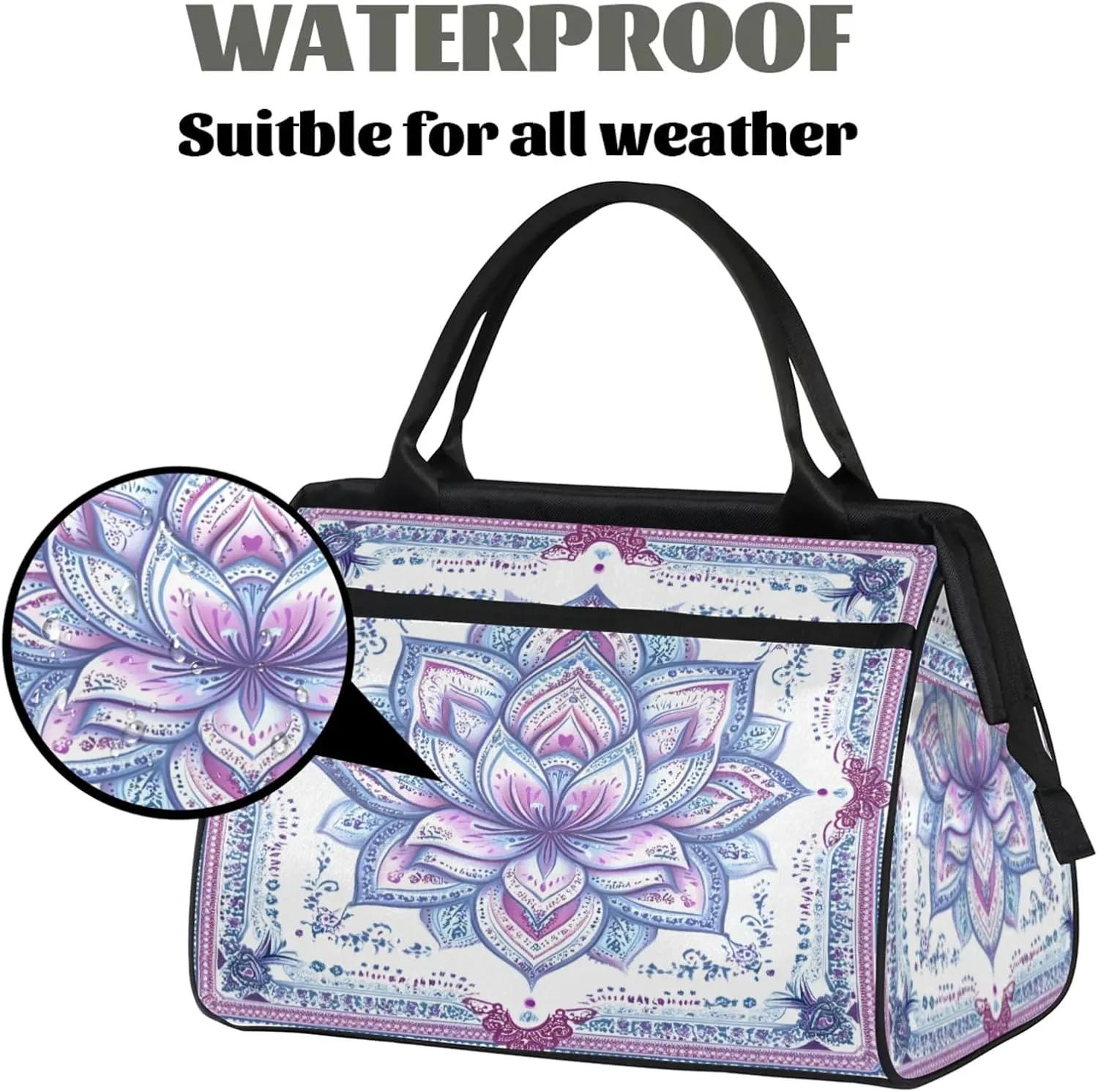 India Carpet Flower Travel Duffle Bag for Women, Ladies Overnight Weekender Bag Gym Sports Bags A-2