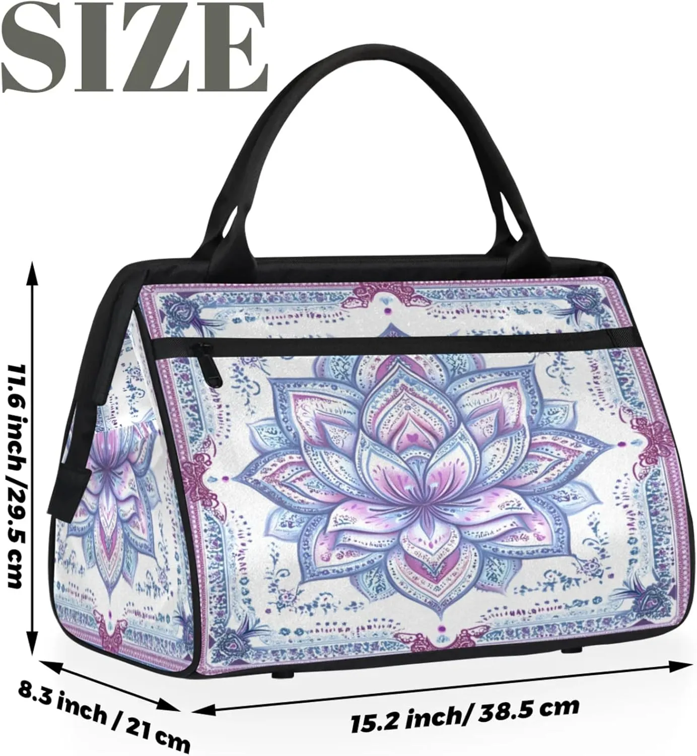 India Carpet Flower Travel Duffle Bag for Women, Ladies Overnight Weekender Bag Gym Sports Bags A-2