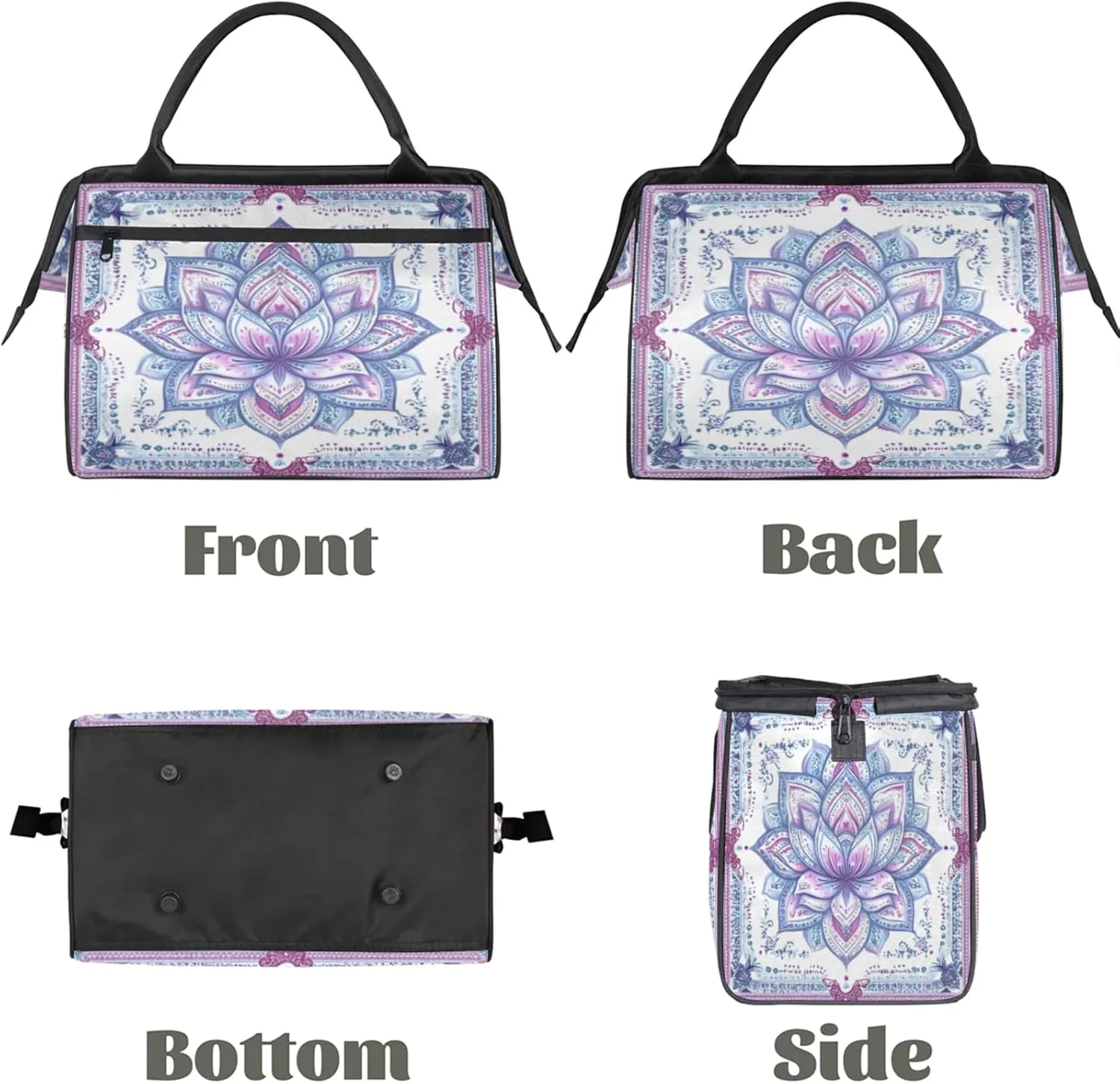 India Carpet Flower Travel Duffle Bag for Women, Ladies Overnight Weekender Bag Gym Sports Bags A-2